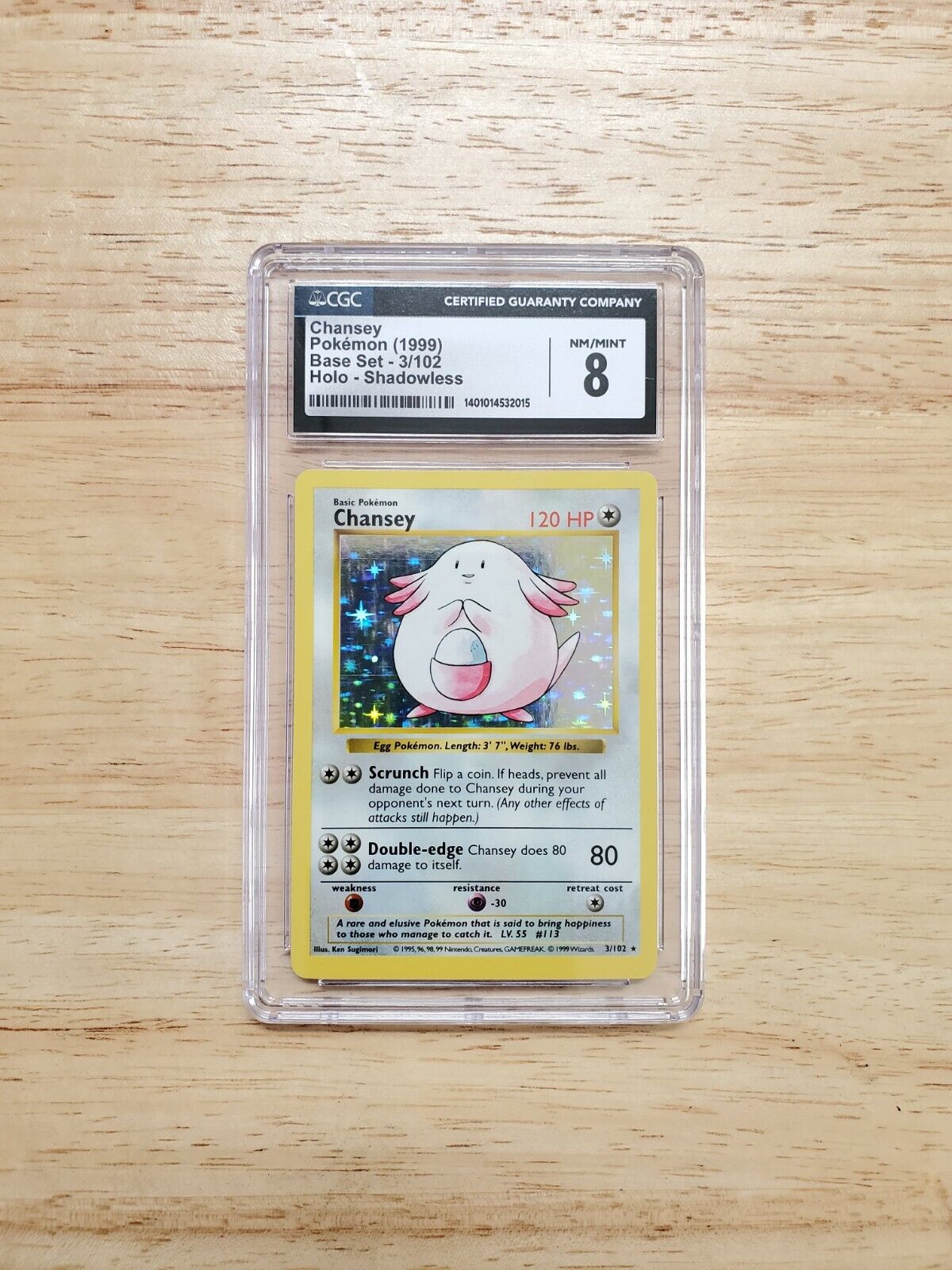 Pokemon CGC 8 NM-MINT 1999 Chansey Shadowless Base Set Holo Card