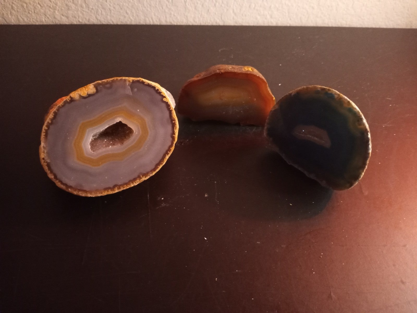 Brown & Blue Enhydro Agate Cross-section Geodes from Brazil Approx 4LBS