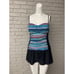 Tropical Escape Stripe Ruched Front One Piece Swimsuit Size 8