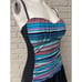 Tropical Escape Stripe Ruched Front One Piece Swimsuit Size 8
