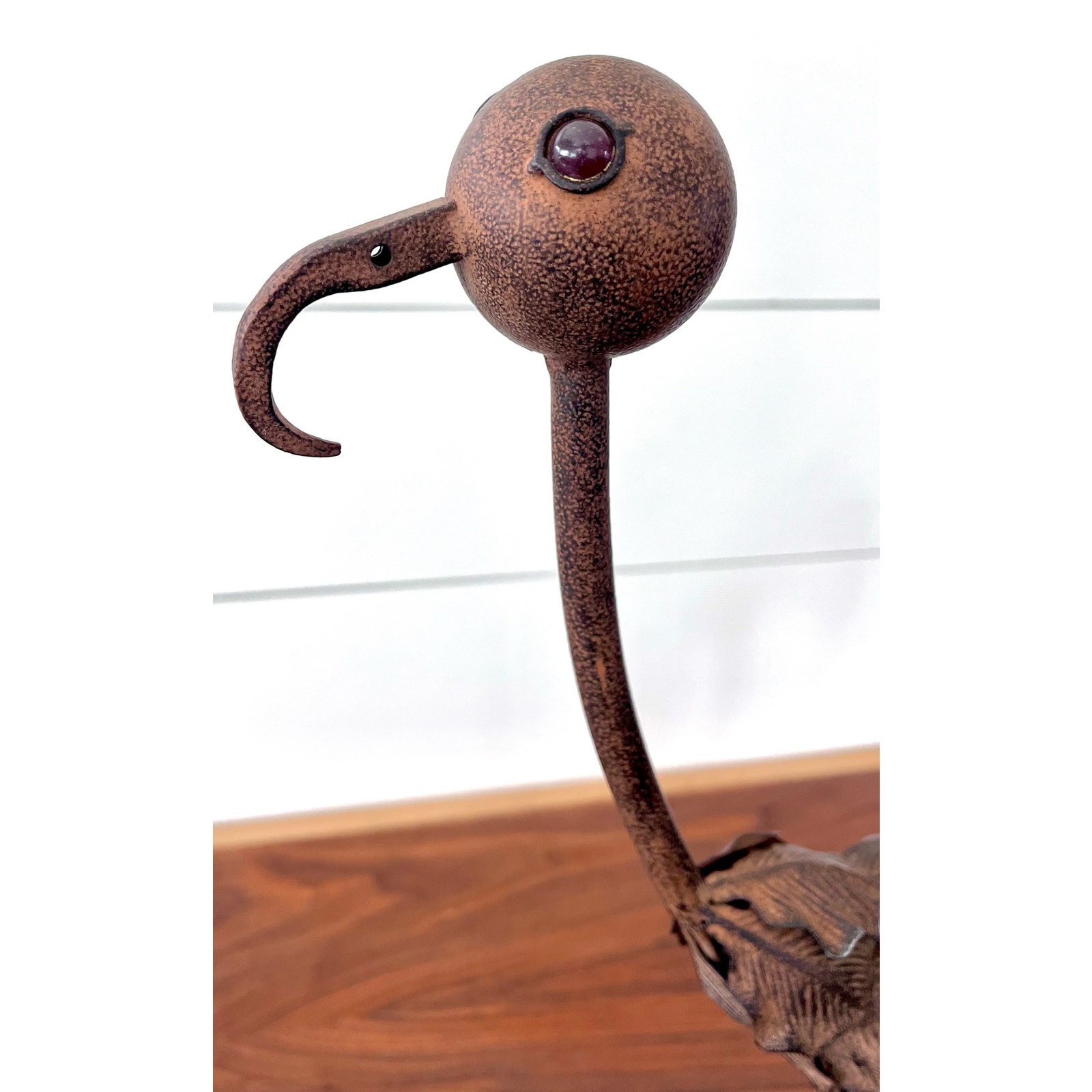 Unique Metal Yard Art Whimsical Flamingo Ostrich Bird Garden Statue Steampunk