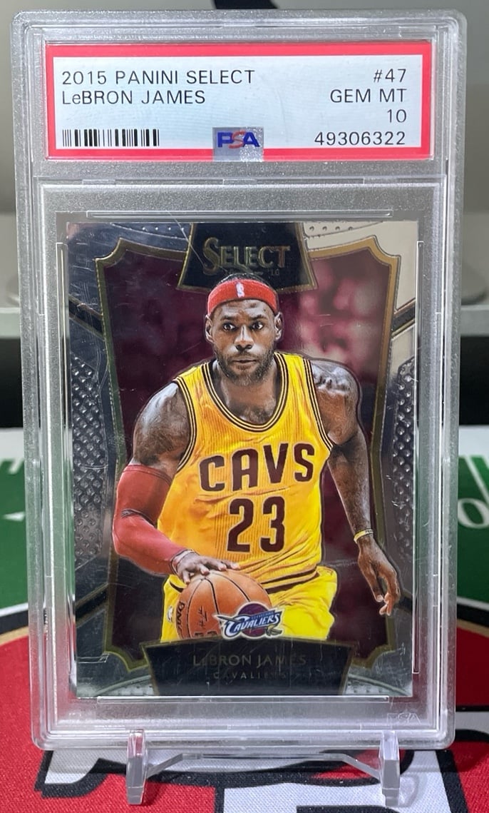 LeBron James 2015 Panini Select Concourse No. 47 PSA 10