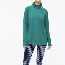 J Crew Factory wide button collar tunic sweatshirt in cloudspun fleece