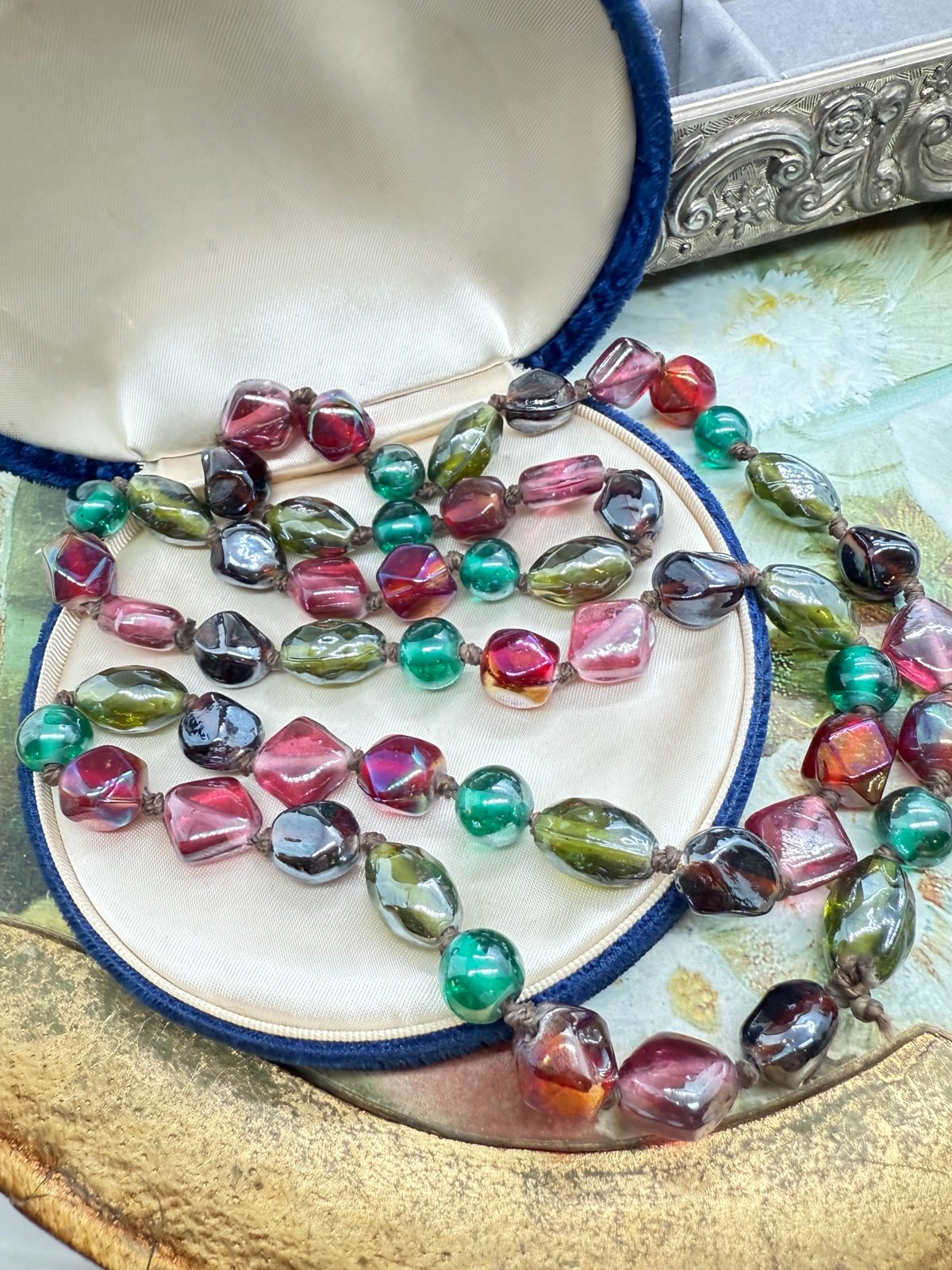 Vintage Colorful Glass Bead Necklace
