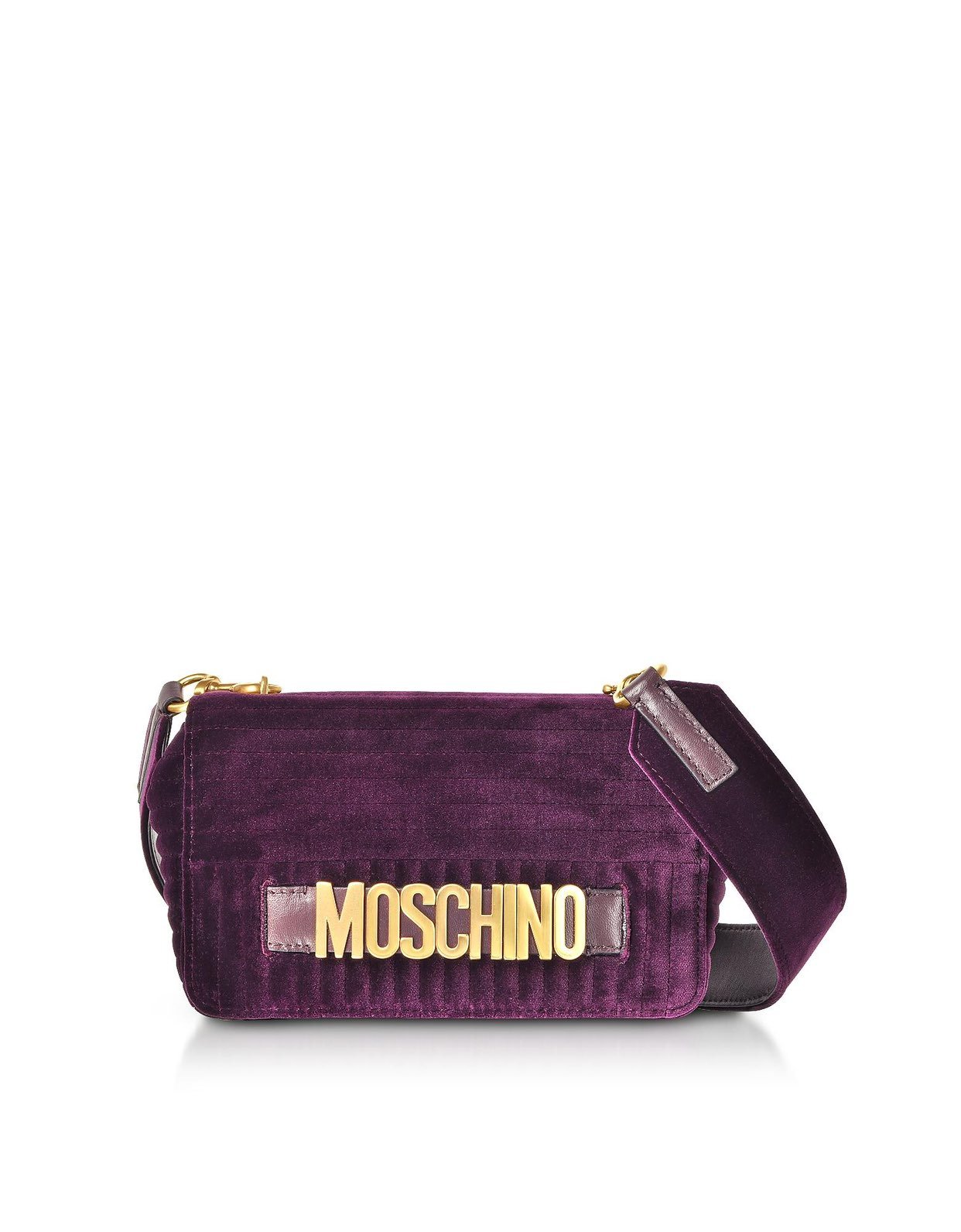 Moschino purple velvet signature shoulder bag