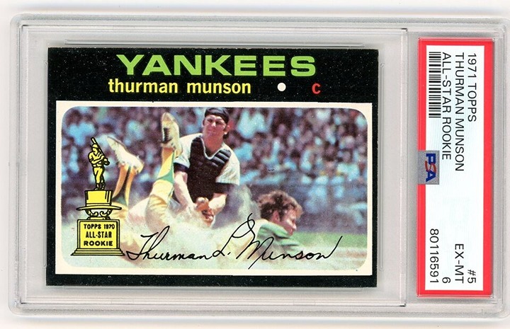 1971 Topps THURMAN MUNSON 2nd Year New York Yankees #5 PSA 6 EX/MT
