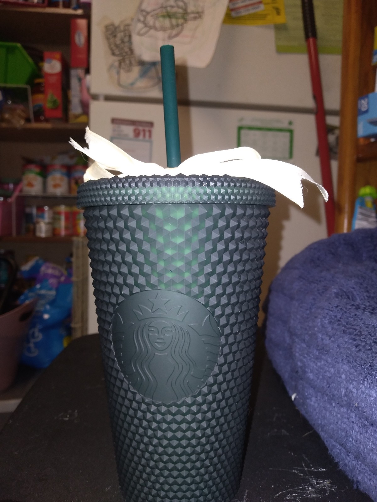 Starbucks matte dark green studded tumbler