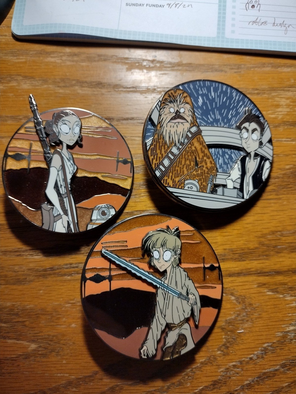 Three star wars pinstress pins