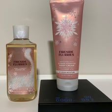 Bath & Body Works Fireside Flurries Shower Gel 10 Fl Oz + Body Cream Set 8 Oz