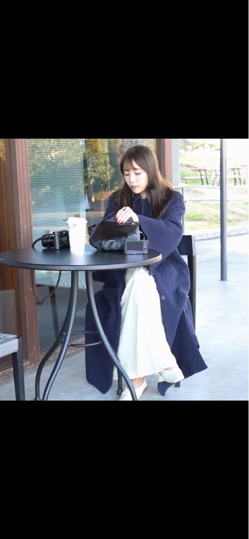 Rosarymoon Jacquard Long Coat, Navy