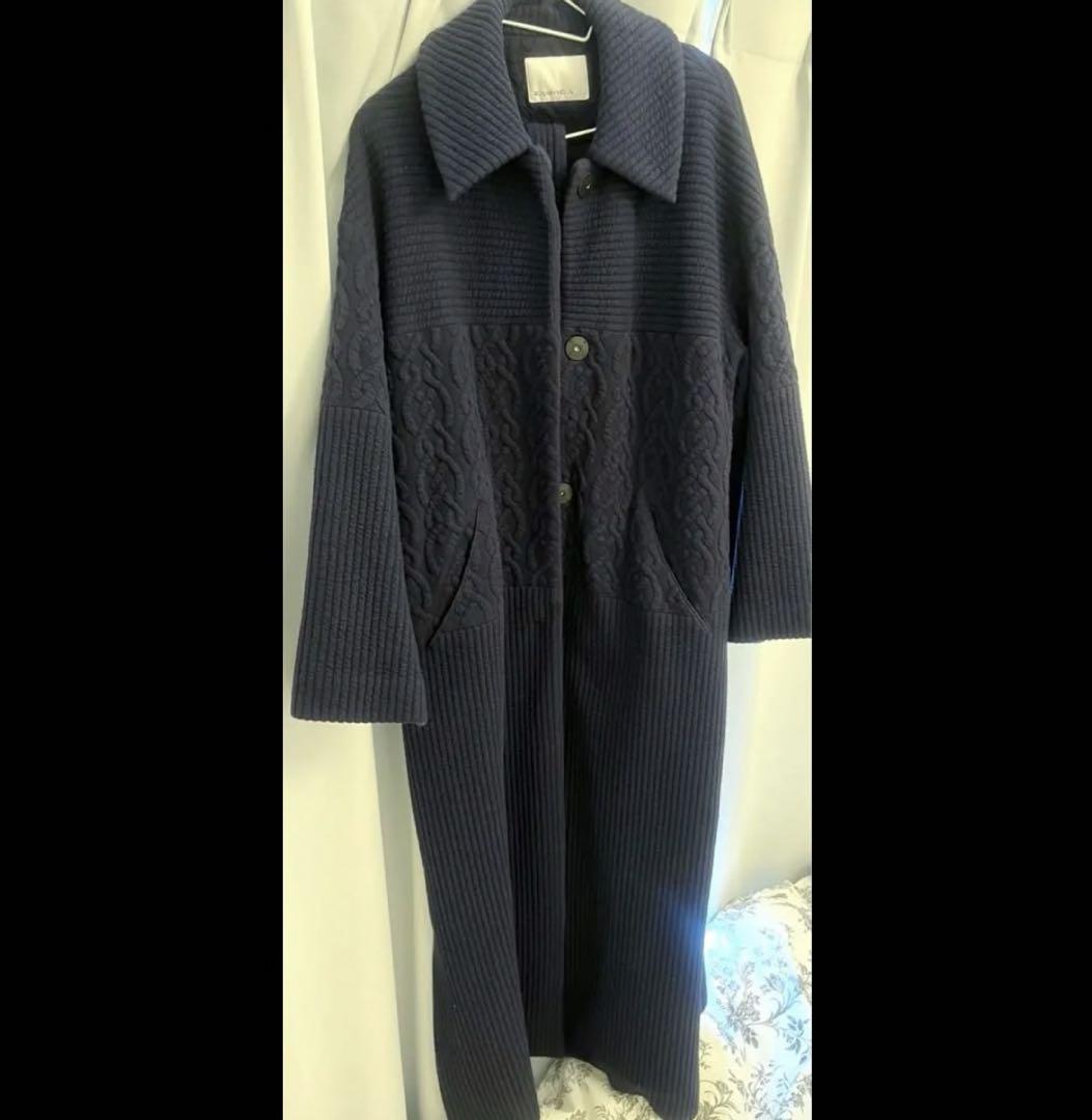 【人気ショップが最安値挑戦！】 Jacquard Rosarymoon Long Navy Coat, ジャケット・アウター