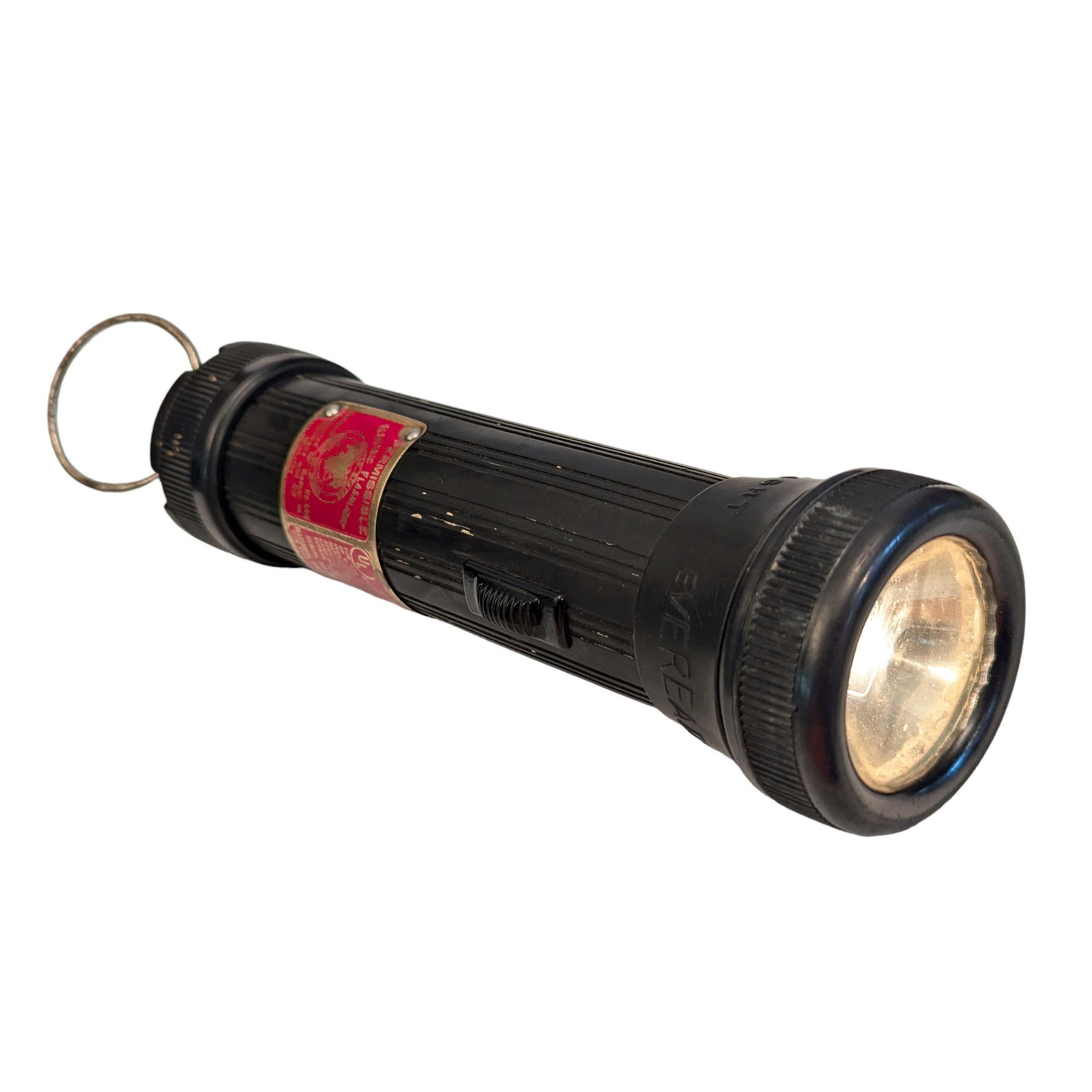 VINTAGE EVEREADY INDUSTRIAL SAFETY FLASHLIGHT - COMPLETE - WORKS