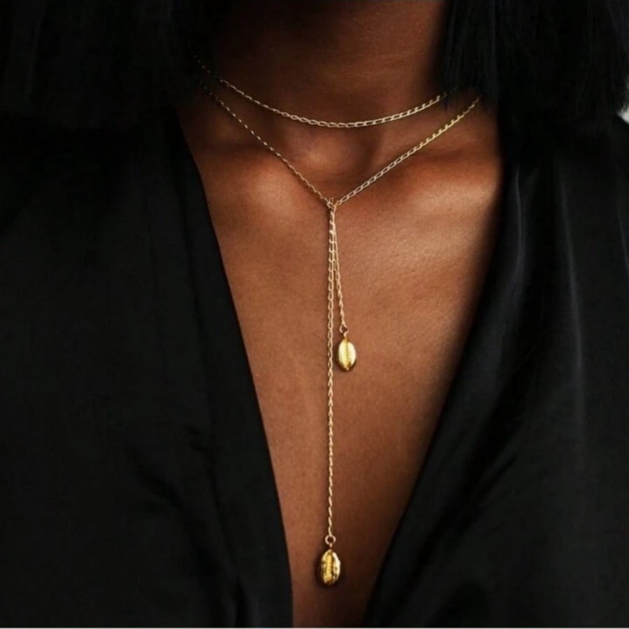 Anthropologie Gold Cowrie Shell Wrap Necklace