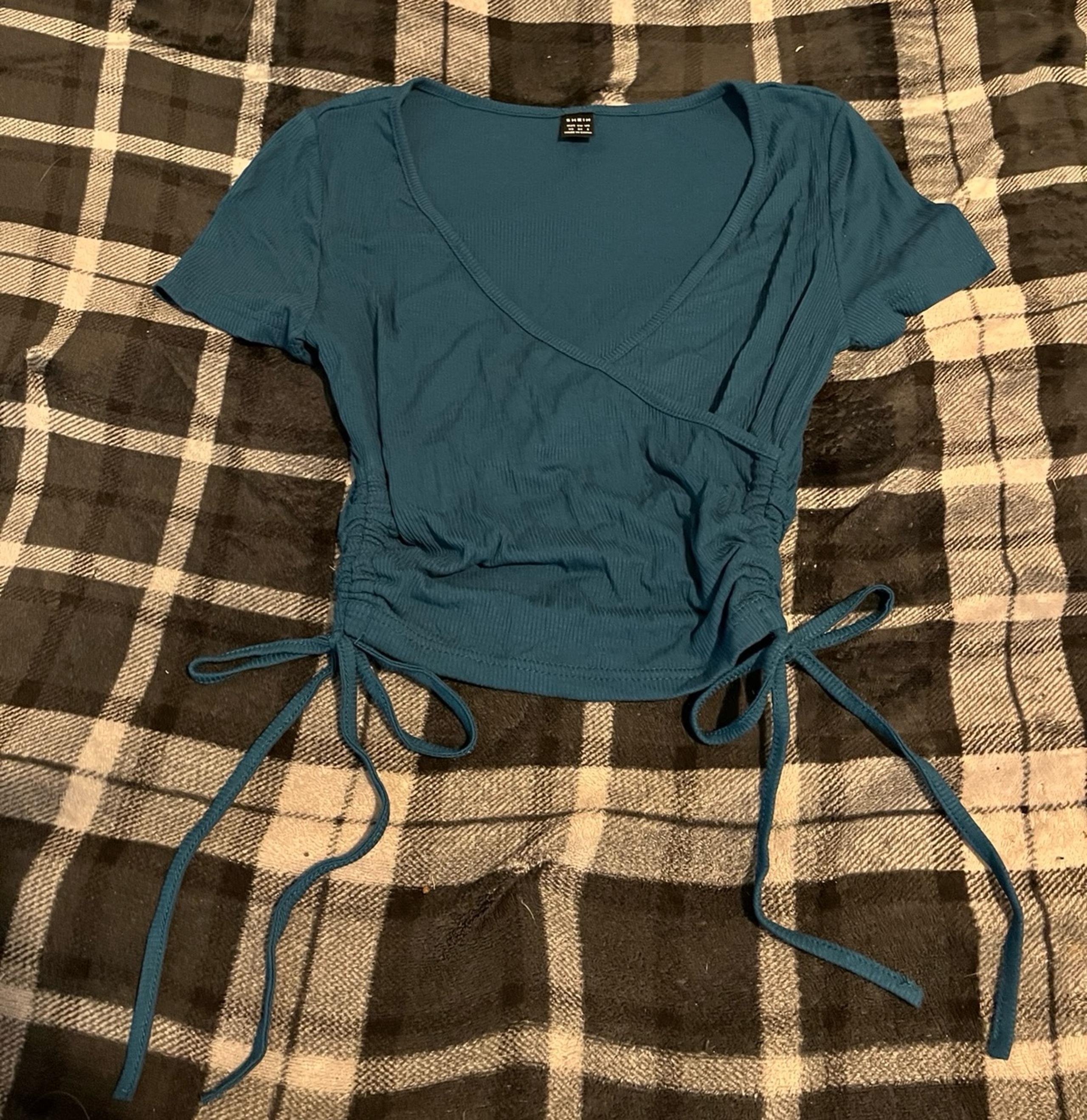 Teal Wrap Crop Top