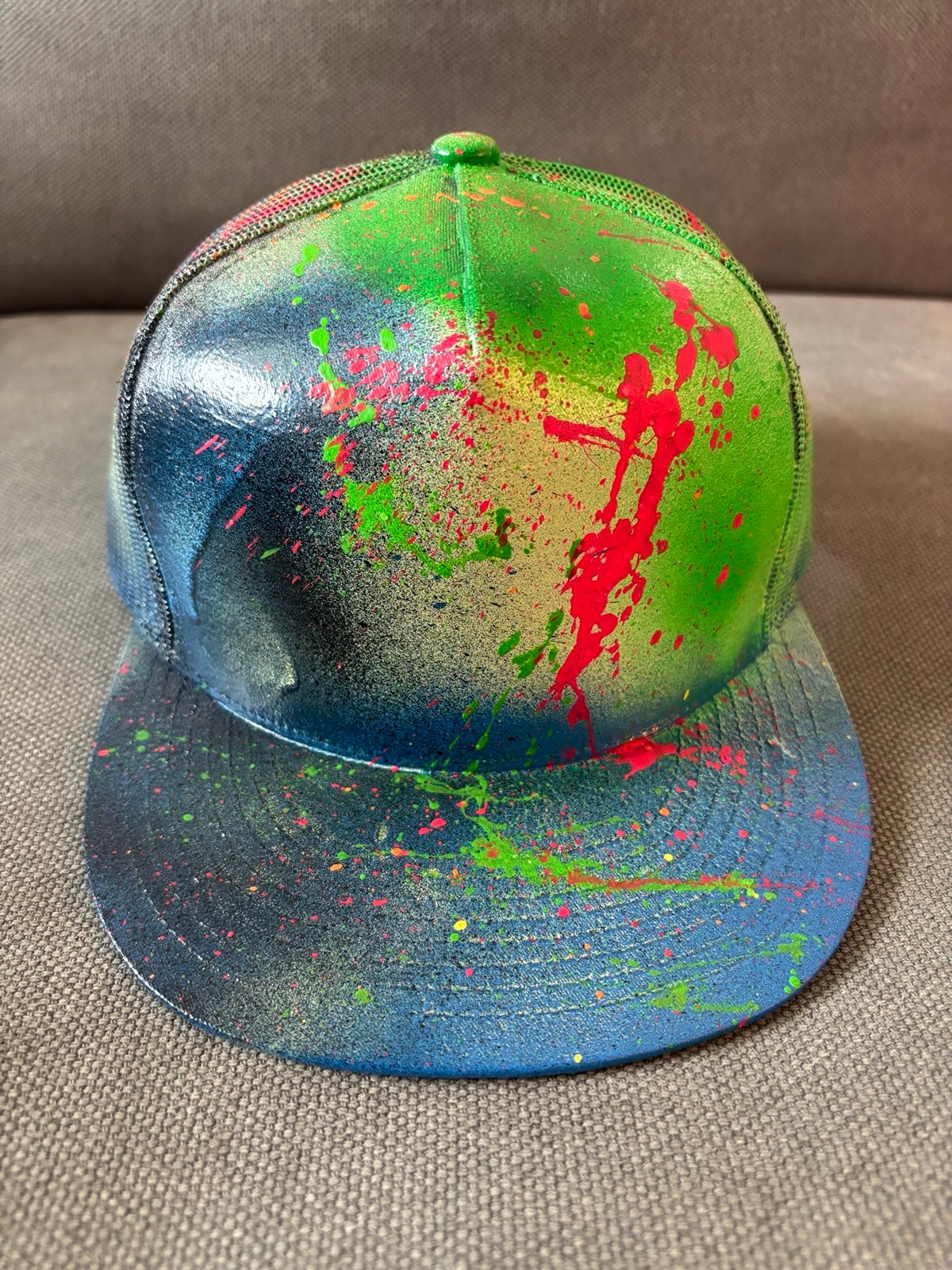 One of Kind Custom 1/1 Spray Paint Splatter SnapBack Hat - by Artist FOOLIO