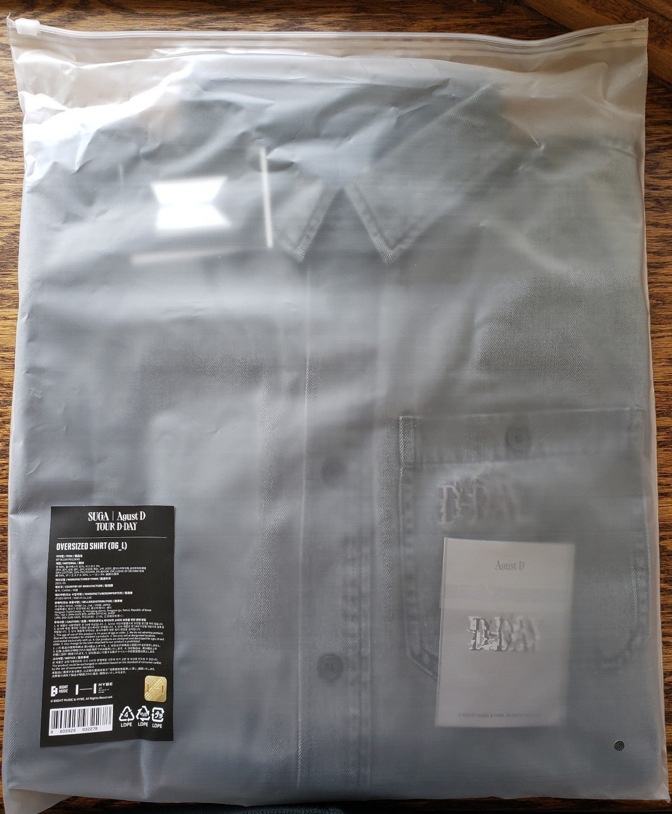 SUGA Agust D tour D-Day oversized button up shirt with pc size L