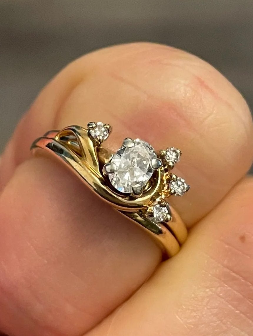 Diamond Ring Oval 14k Set NATURAL