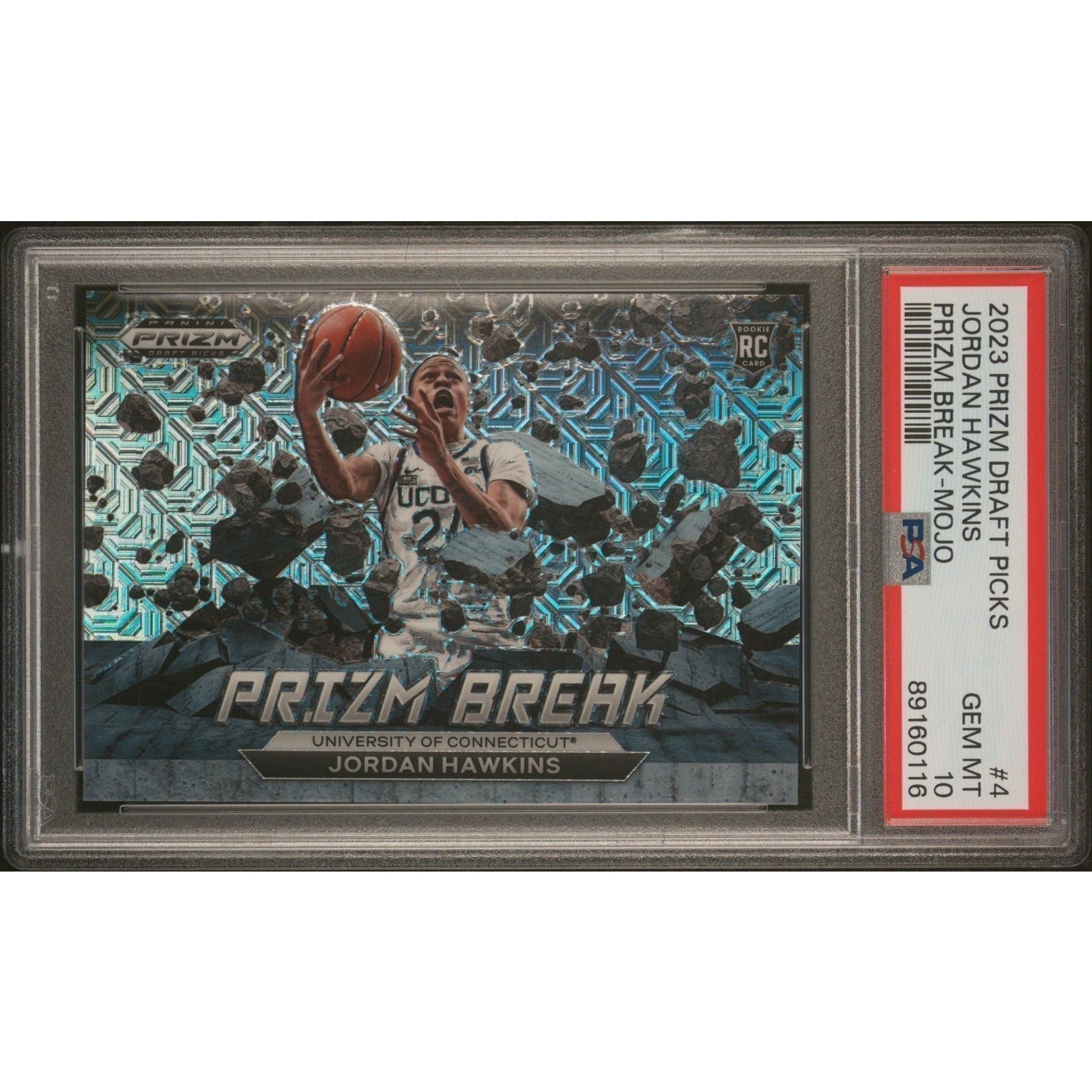 2023 Prizm Draft Picks Jordan Hawkins #4 Prizm Break Mojo RC /25 Pop 1 PSA 10