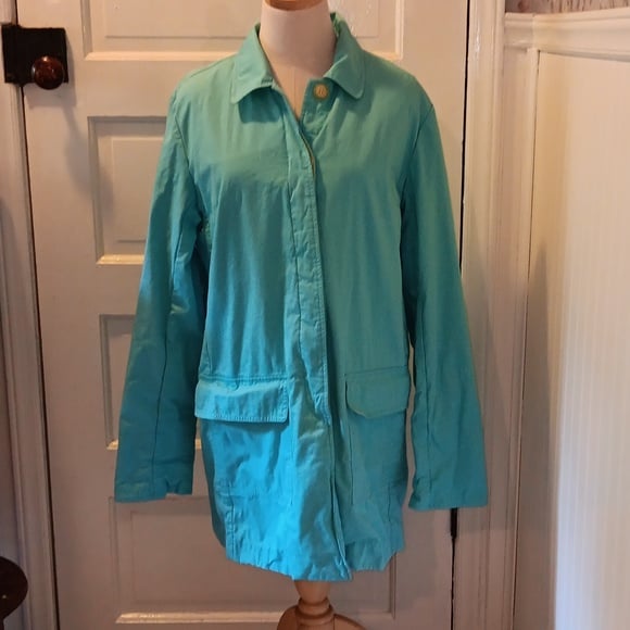 Lilly Pulitzer large palm tree lined trench coat