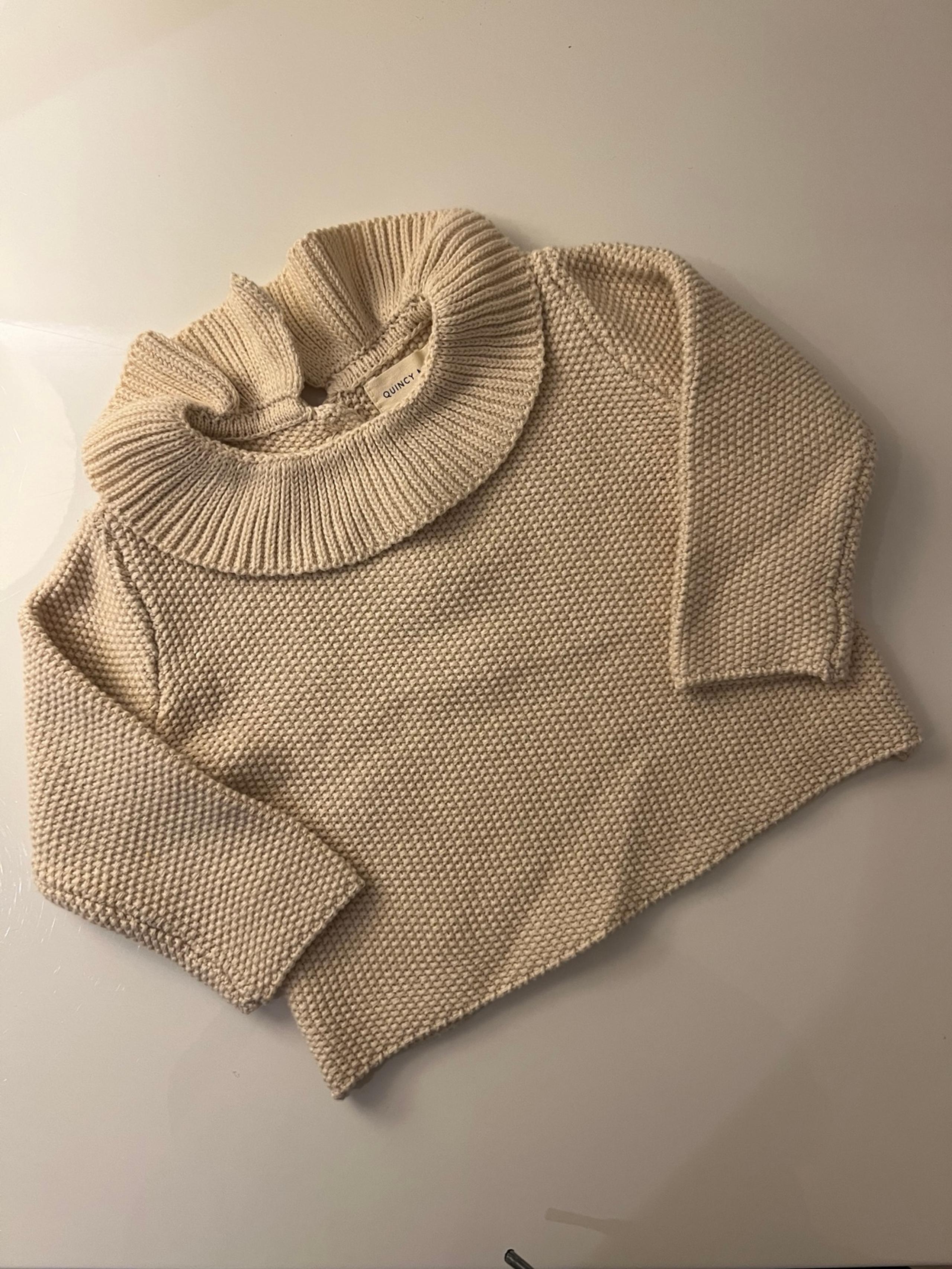 Quincy Mae ruffle collar knit in natural
