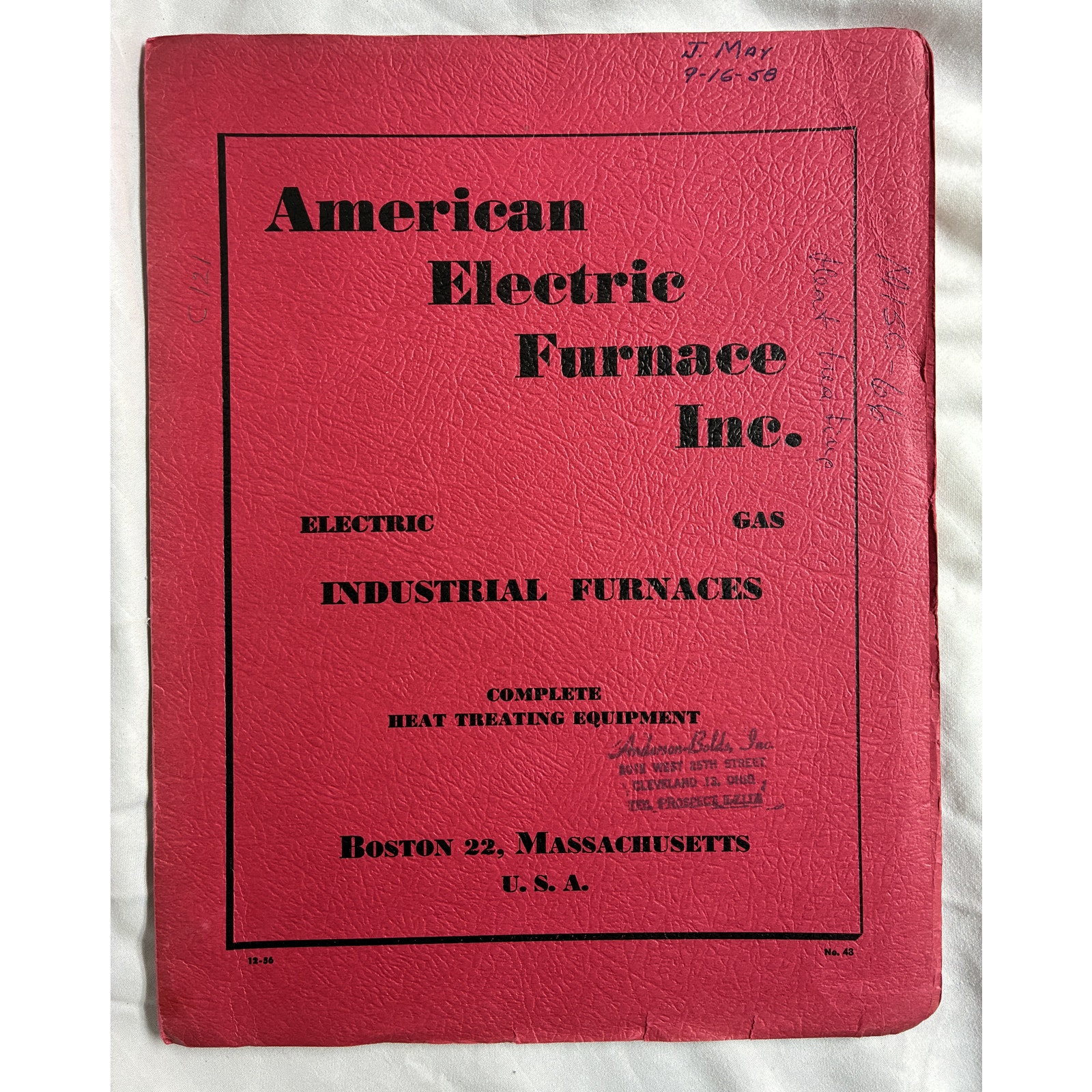 American Electric Furnace Industrial Furnace Heat Treating Equip Bulletin 1955
