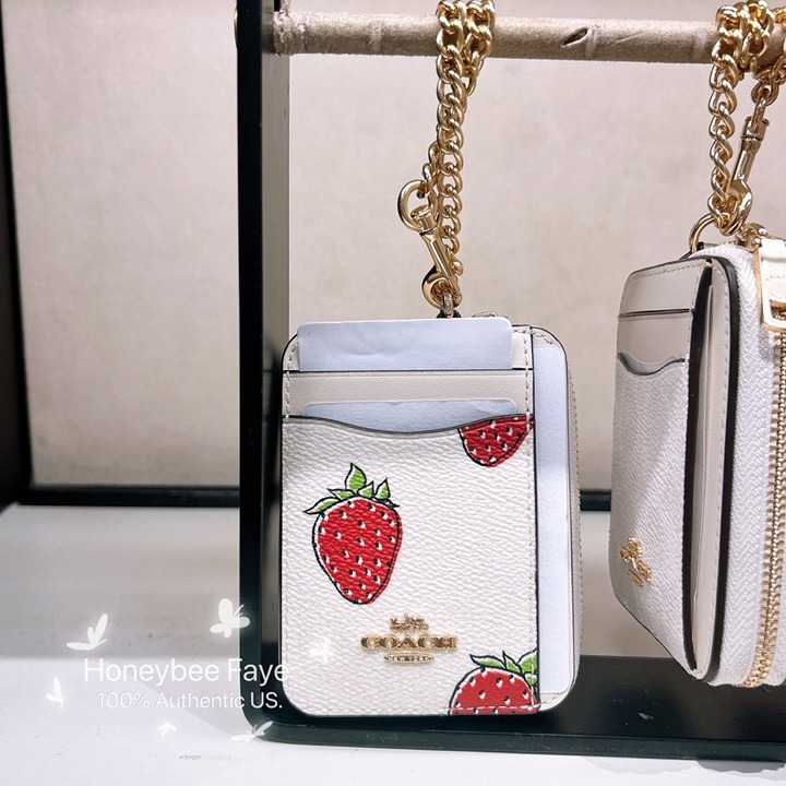 Coach Zip Card Case With Strawberry Print
