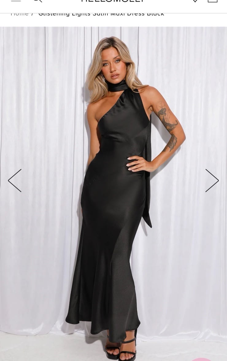 HELLO MOLLY GLISTENING LIGHTS SATIN MAXI DRESS BLACK