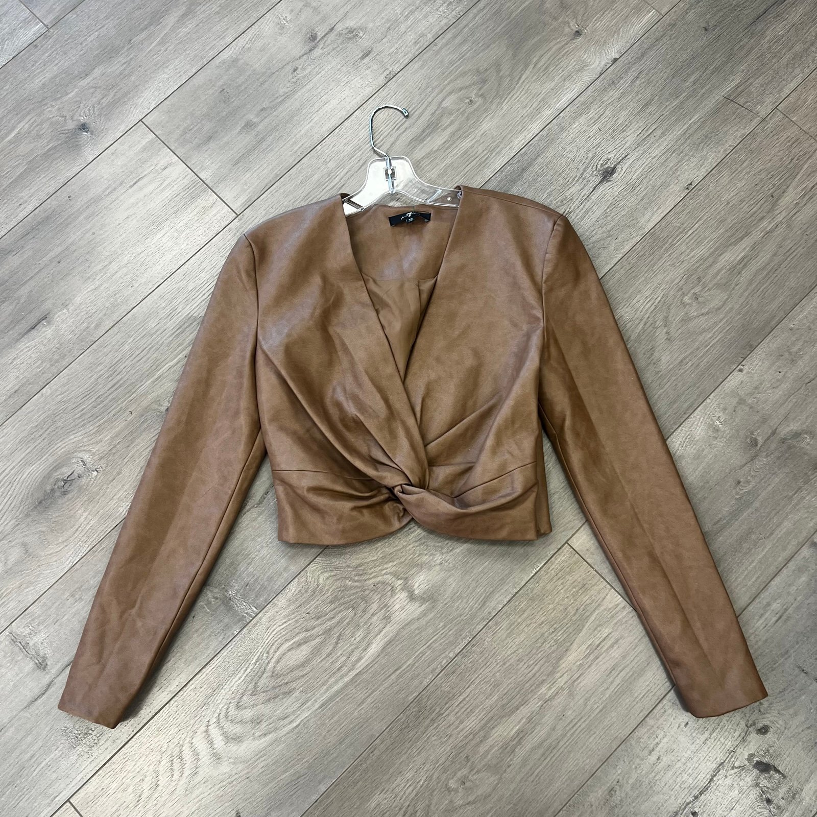 7 for all mankind top faux leather tan