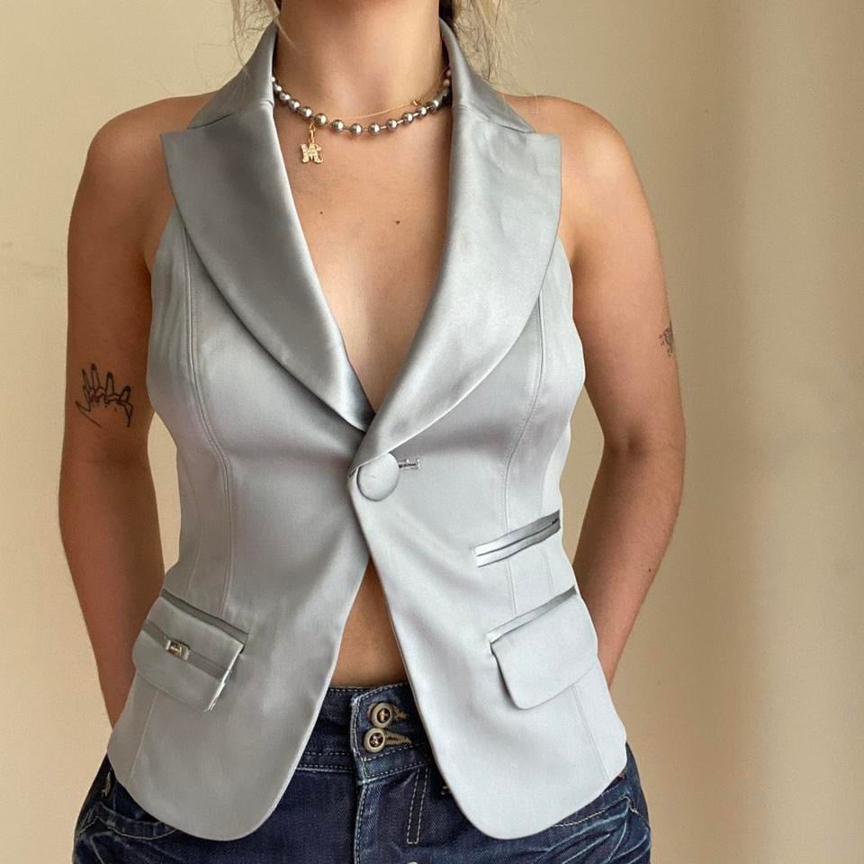 Silver y2k halter vest