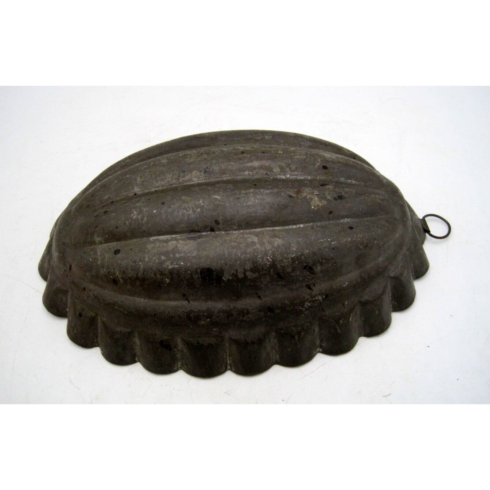 Antique Tin Lined Aspic Mold Confectionary Motif 11.5” W/ Hanger