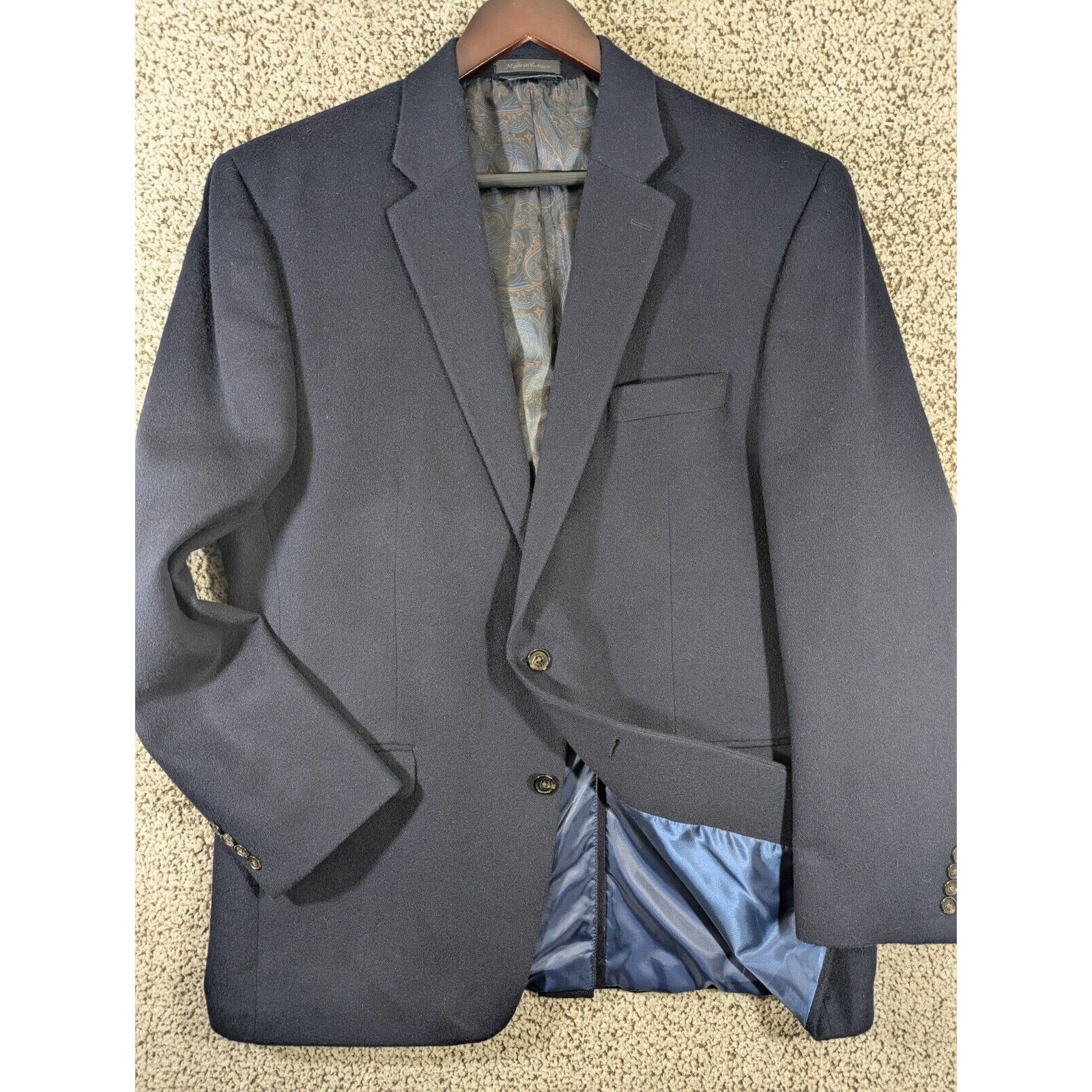 LRL Ralph Lauren Blazer Mens 46L Wool Silk Cashmere Blend Paisley Charcoal
