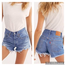 Levi’s 501 High-Rise Cut Off Fray Hem Denim Jean Button Tab Shorts Size 29”