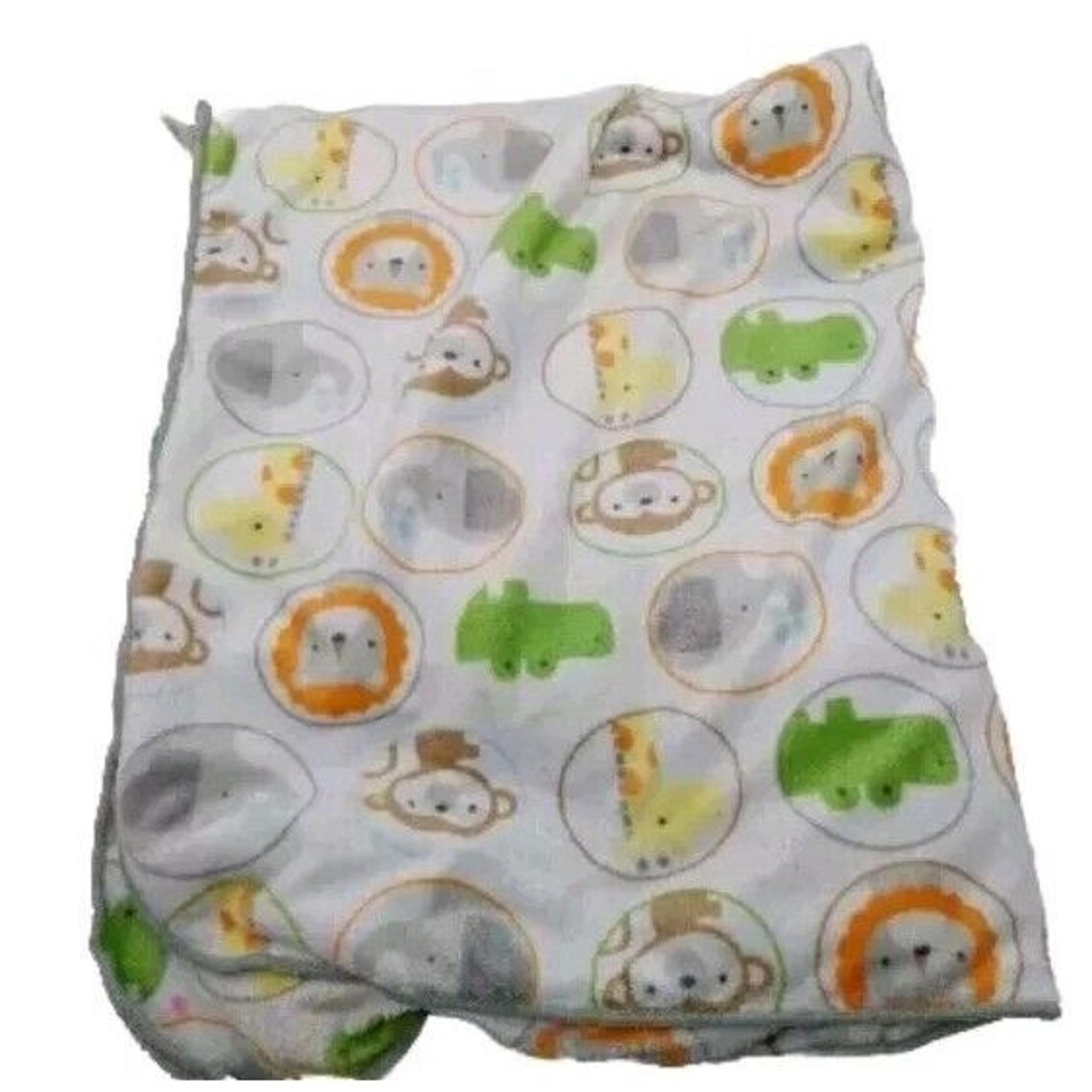 Circo Monkey Lion Elephant Alligator Giraffe Blanket Circles Grey Sherpa Backing
