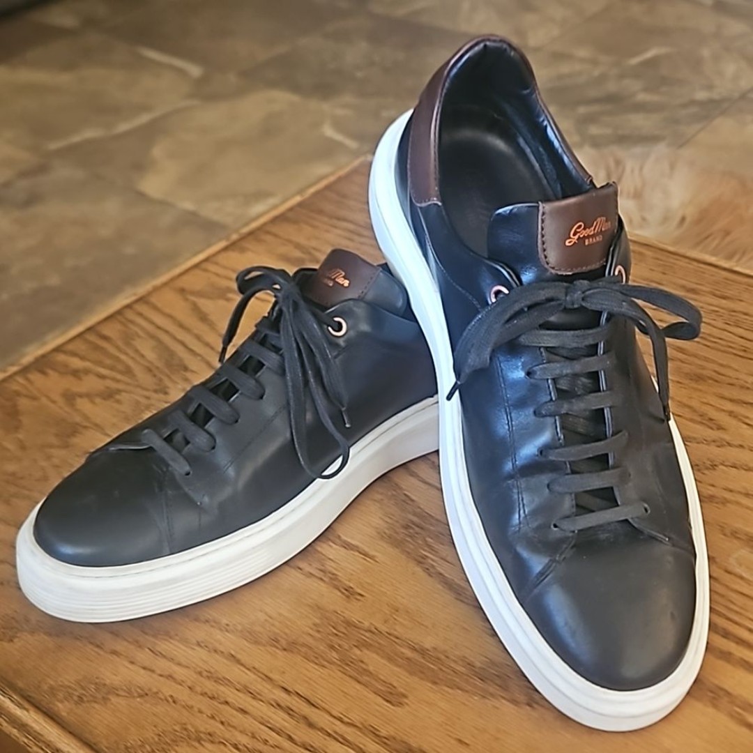 Good Man Legend London Nappa Black Leather Sneakers - Made in Italy - Size 13