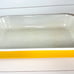 Vintage LE CREUSET Yellow Orange Enameled Cast Iron Casserole Pan Swing Handles