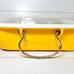 Vintage LE CREUSET Yellow Orange Enameled Cast Iron Casserole Pan Swing Handles