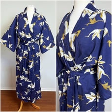 Vintage Japanese Style Cotton Kimono Yukata // Size Small