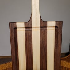 Black Walnut & Aspen Wood Cutting Board with handle and double juice groove