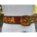 Vintage Burlap Wide Belt Chinese Embroidered Letters Ships Sz 36 -41