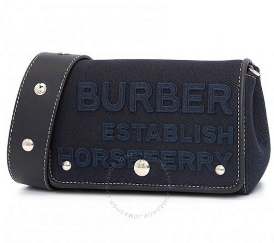 BURBERRYLadies Hackberry Horseferry Canvas Crossbody Bag in Navy