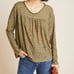 Anthropologie striped v neck burnout long sleeves top, xl, green