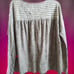 Anthropologie striped v neck burnout long sleeves top, xl, green