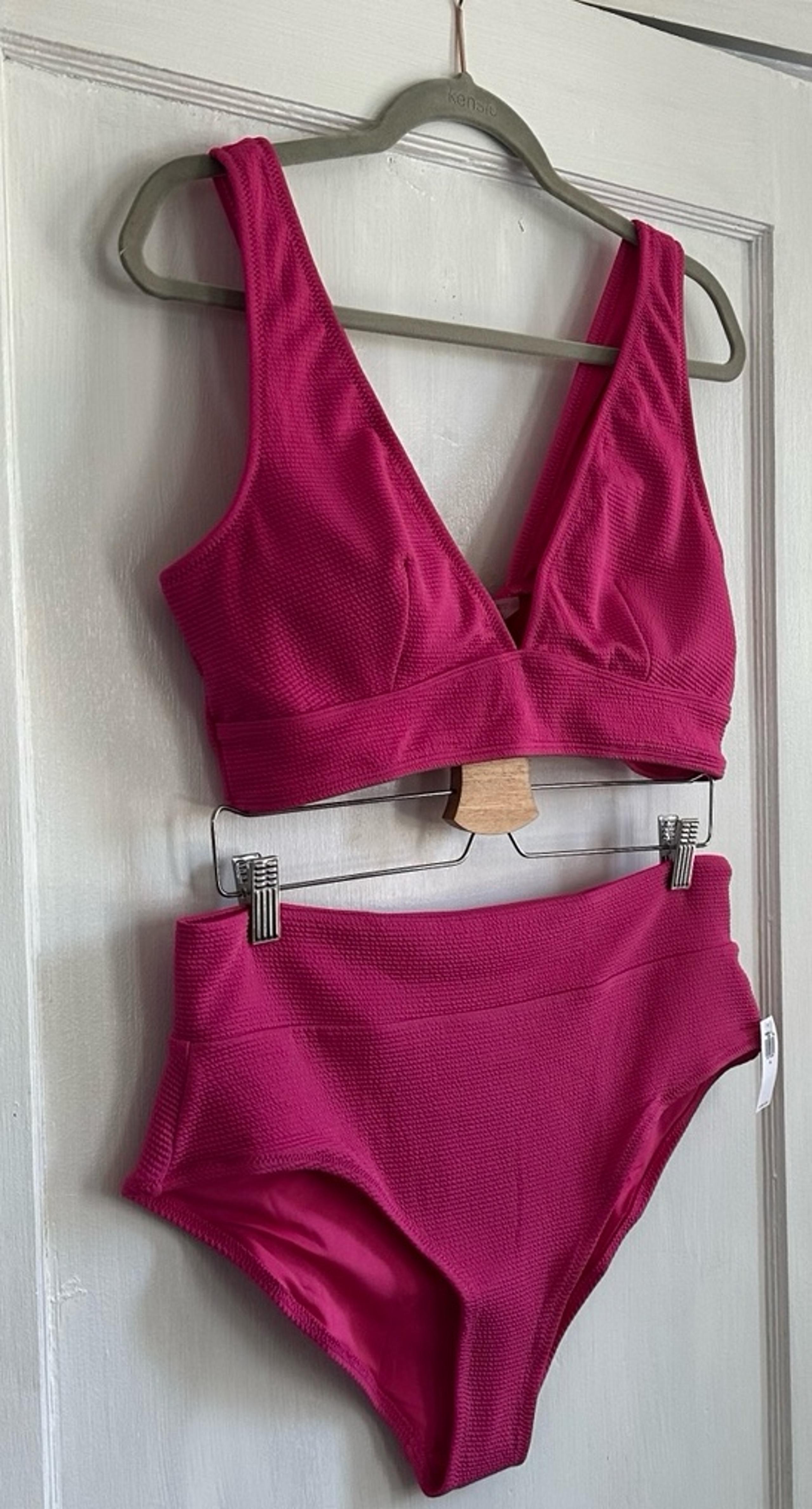 XL Hot Pink Ribbed Bikini set