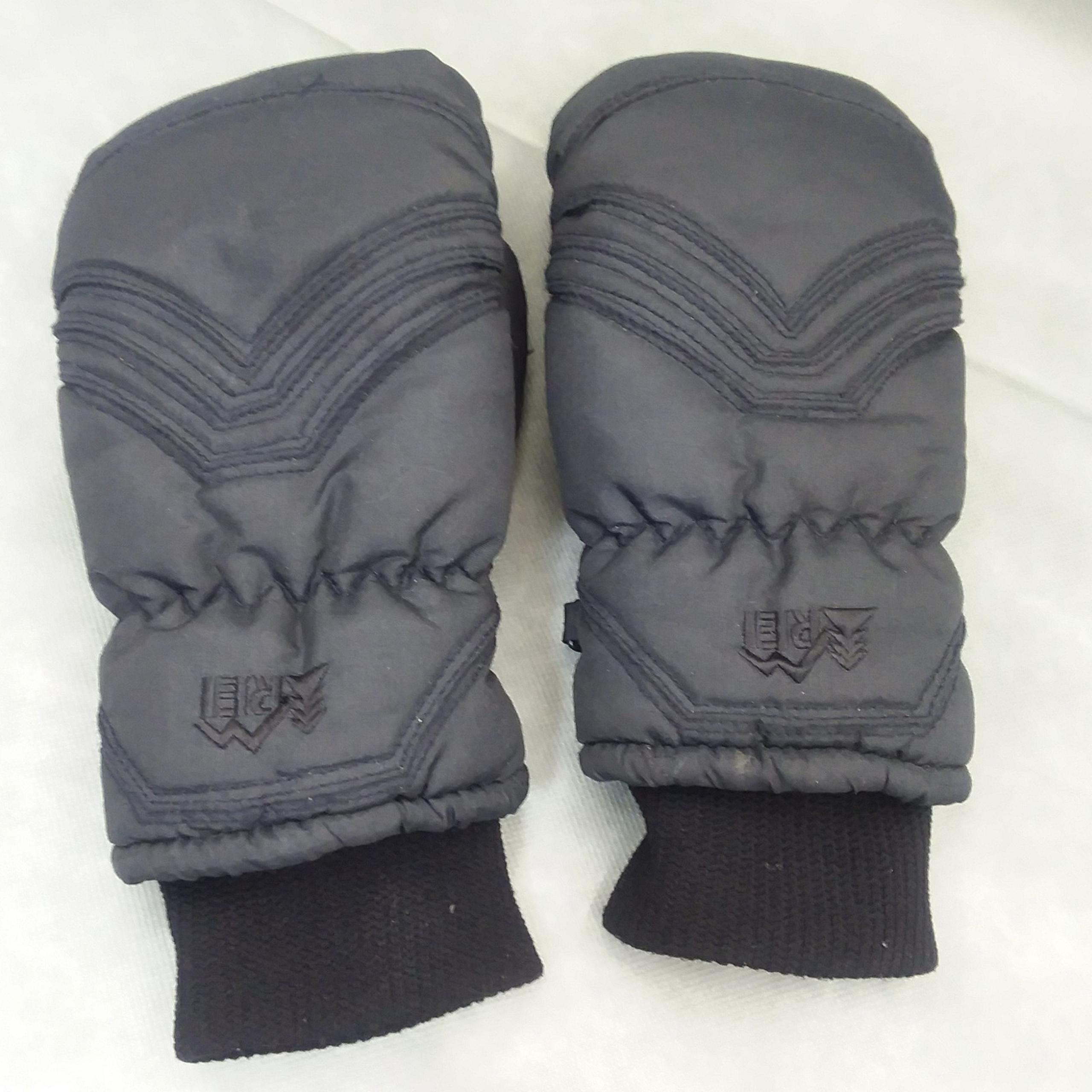 REI Puffer Mittens Leather Palm Aqua Bloc Thinsulate Black Size S