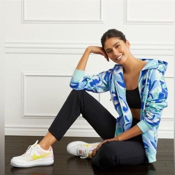 Hill House The Allie Zip-Up in Ocean Kaleidoscope Fleece Blue Size S