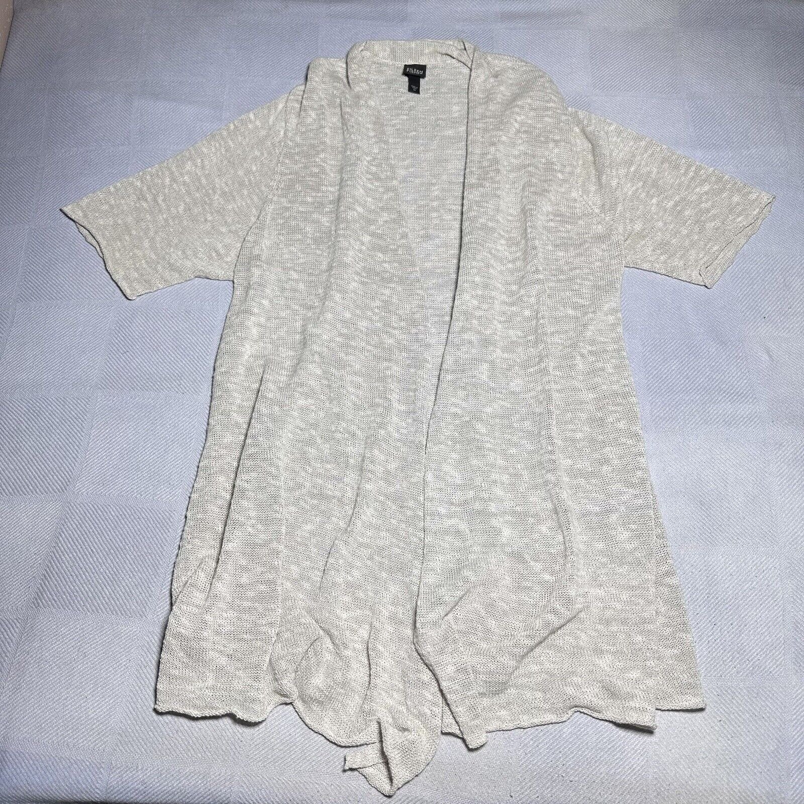 Eileen Fisher Light Brown Linen Blend S/S Long Open Cardigan Women's Size 3X