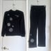 BCBG Maxazria Black/Silver Circular Designs Hoodie & Pants Tracksuit Sz L