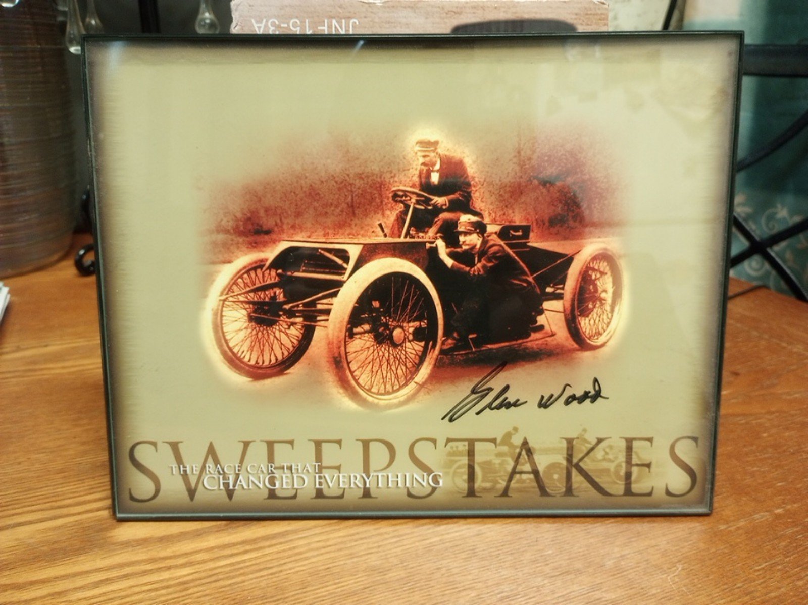 Vintage NASCAR Framed Picture Signed By Glen Wood