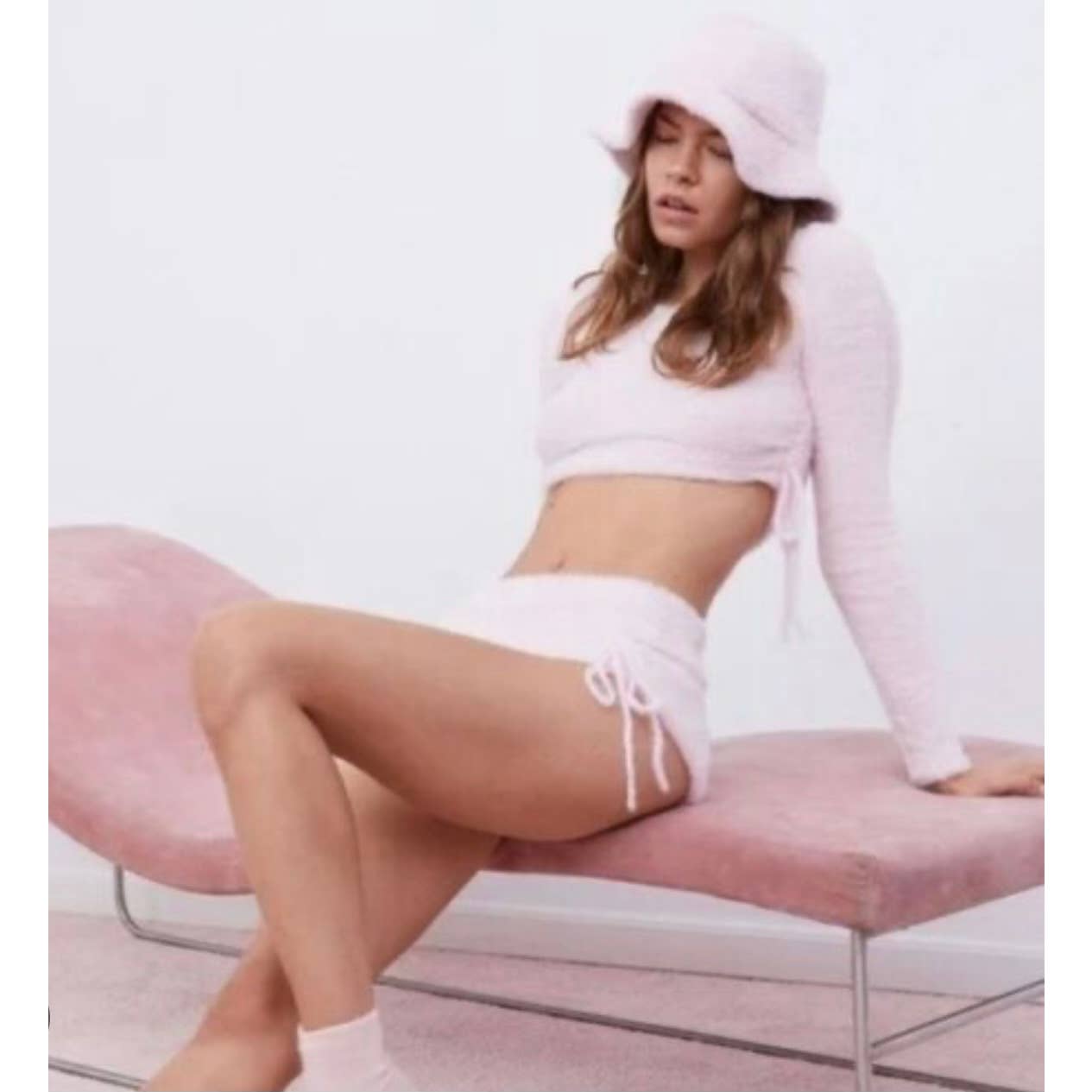 For Love & Lemons Fiona Fuzzy Ruched Shorts Size XS