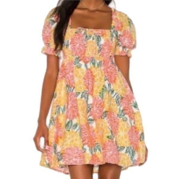 House of Harlow 1960 Floral Linen Poplin Mini Dress
